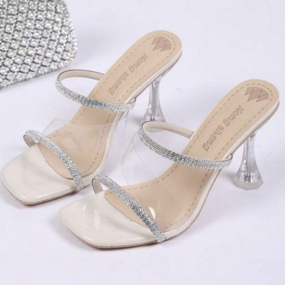 Heels with Rhinestone Decoration - Picture 1 of 9